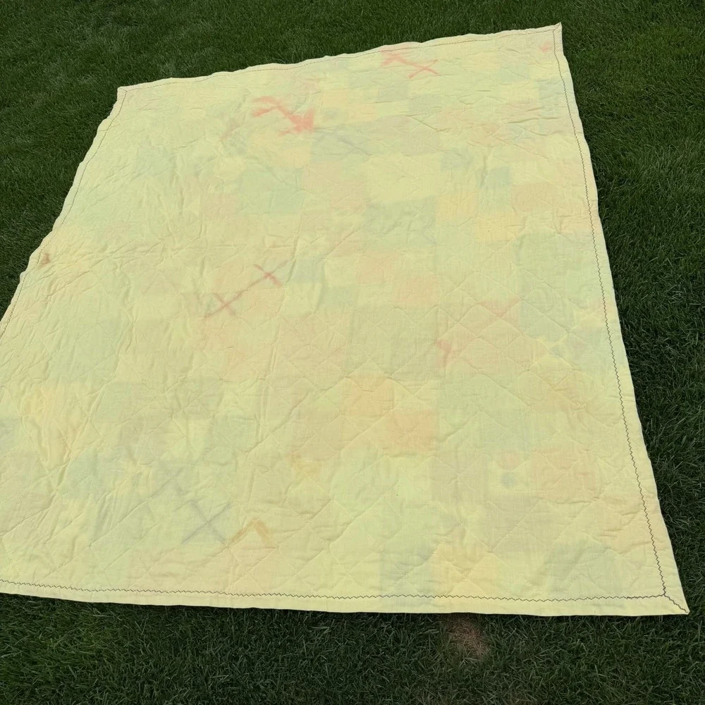 A+ Vintage Handmade Patchwork Quilt Multi Color Scrap Block Cottagecore 89x75